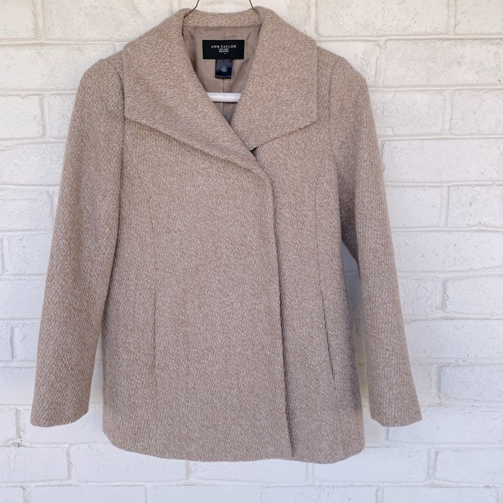 Ann Taylor Tan Wool Blend Pea Coat Jacket SP